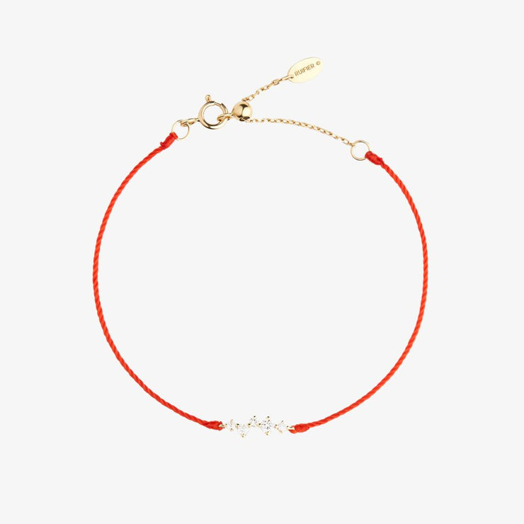 Ruifier 18ct yellow gold Scintilla Alpha Ray 5 diamond red cord bracelet