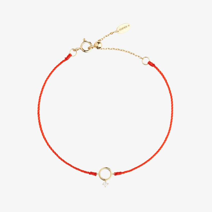 Ruifier 18ct yellow gold Scintilla Polaris diamond red cord bracelet