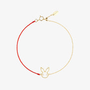 Ruifier 18ct yellow gold Scintilla Rabbit red cord and chain bracelet