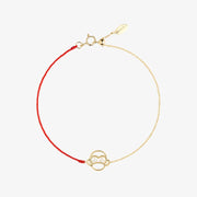 Ruifier 18ct yellow gold Scintilla Monkey red cord and chain bracelet