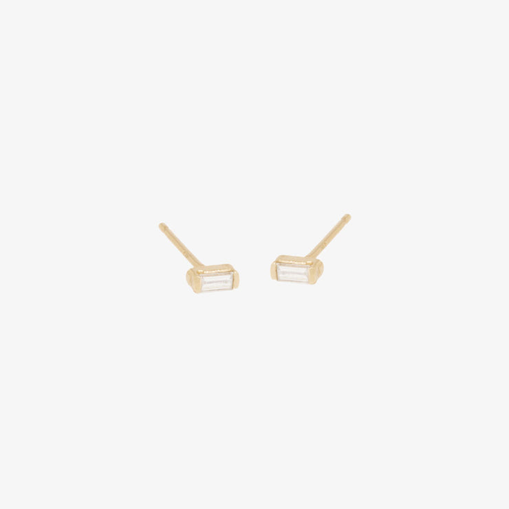 Zoe Chicco 14ct yellow gold tiny diamond baguette studs (pair)