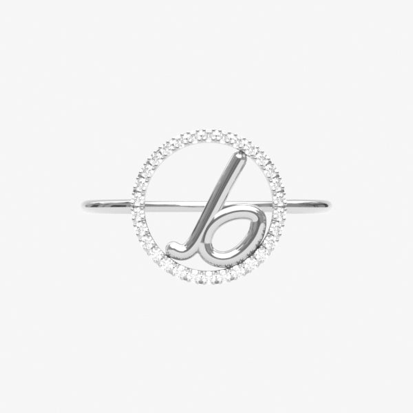 The Alkemistry 18ct white gold and pave diamond Love Letter initial ring