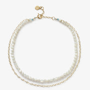 Cinta - 18ct gold, Mother of pearl bead and gold chain anklet