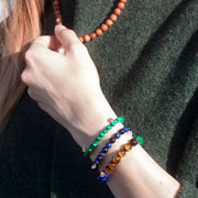 Cinta - 18ct gold, Malachite, Tiger Eye and Lapis bead bracelet