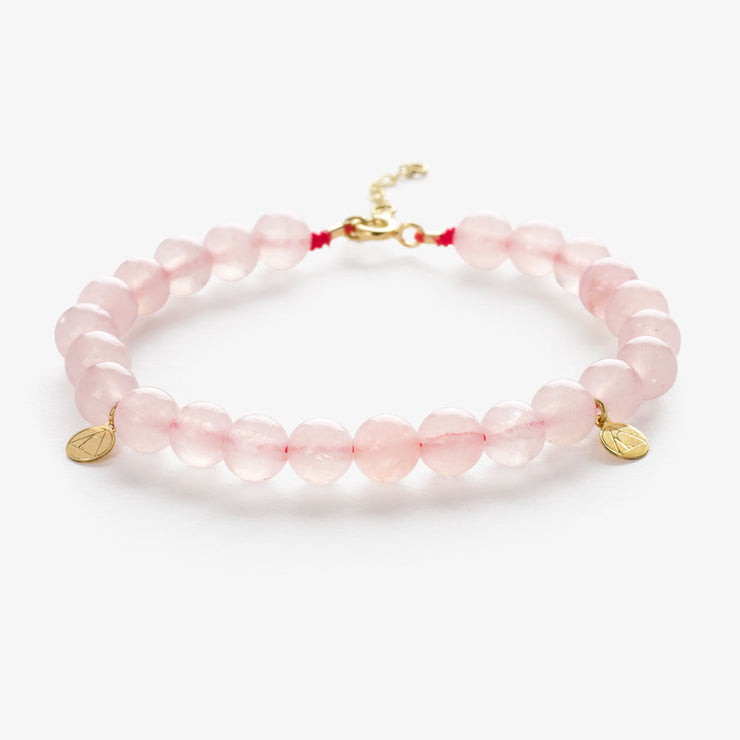 Cinta - 18ct gold, Rose Quartz bead bracelet