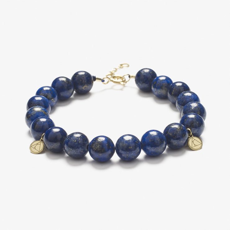 Cinta - 18ct gold, Lapis bead bracelet