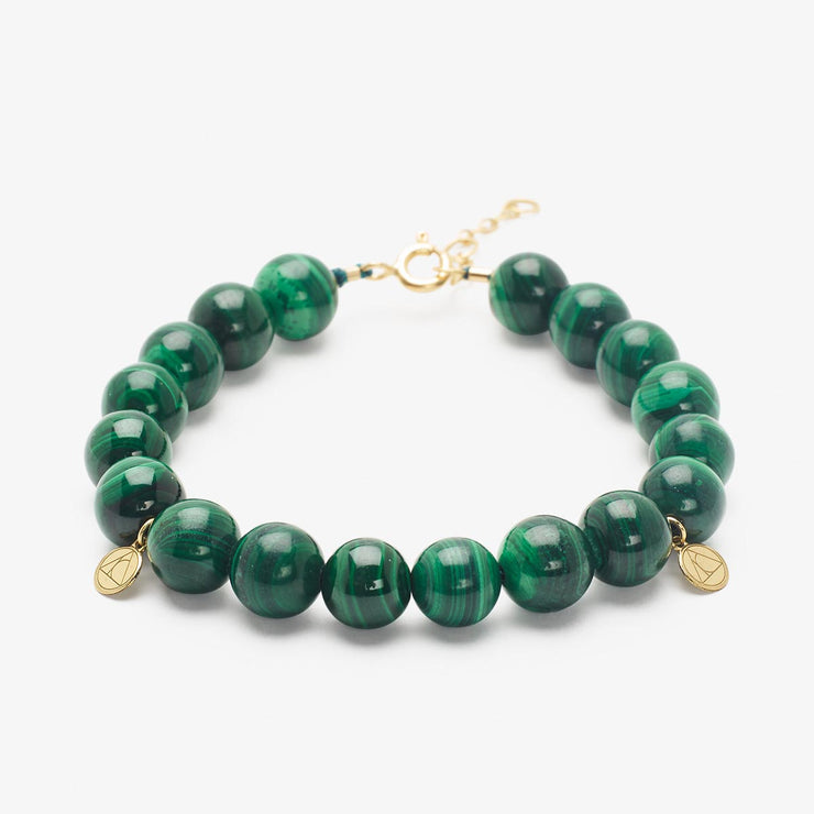 Cinta - 18ct gold, Malachite bead bracelet
