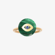 Noush 14ct yellow evil eye on malachite ring