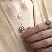 Noush 14ct yellow evil eye on malachite ring