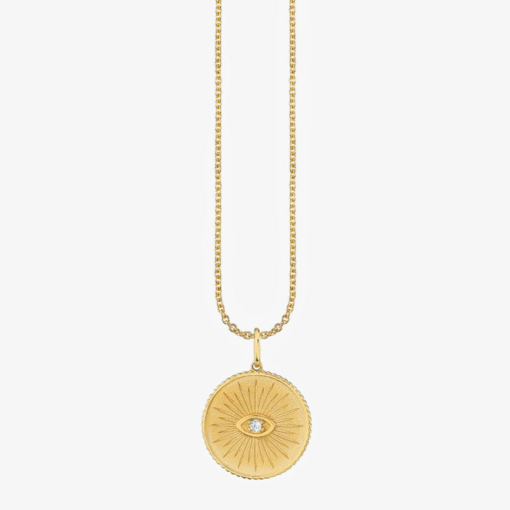 Sydney Evan 14ct yellow gold and marquise diamond evil eye coin necklace