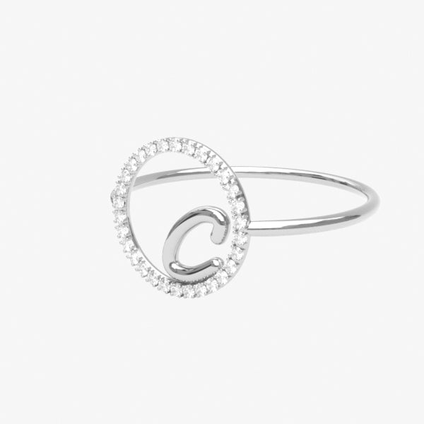 The Alkemistry 18ct white gold and pave diamond Love Letter initial ring