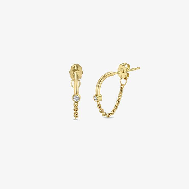 Zoe Chicco 14ct yellow gold chain and diamond huggie hoops (pair)