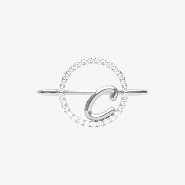 The Alkemistry 18ct white gold and pave diamond Love Letter initial ring