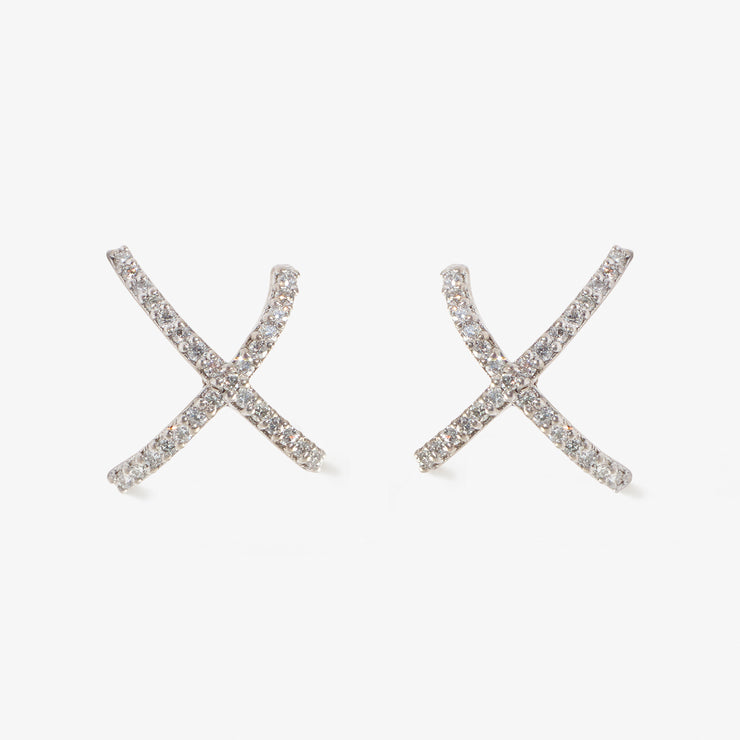 ARIA - 18ct gold, pave diamond crossover earrings (pair)