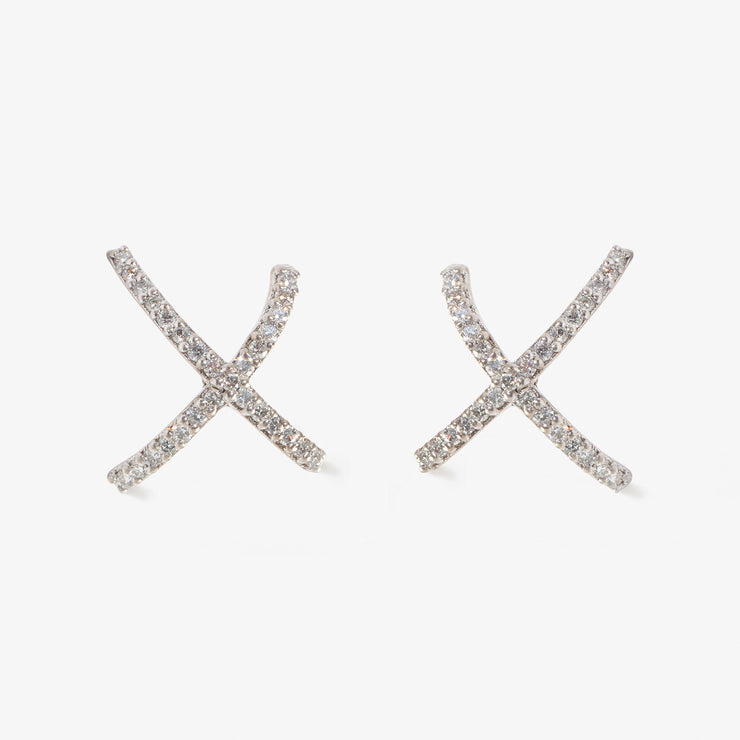 The Alkemistry 18ct white gold and diamond crossover earrings (pair)