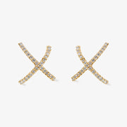 ARIA - 18ct gold, pave diamond crossover earrings (pair)