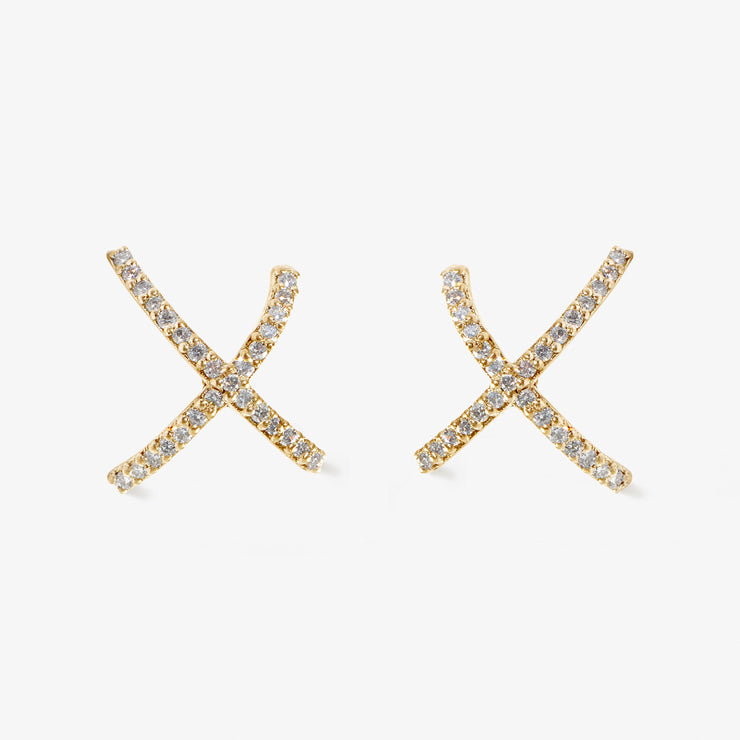 ARIA - 18ct gold, pave diamond crossover earrings (pair)