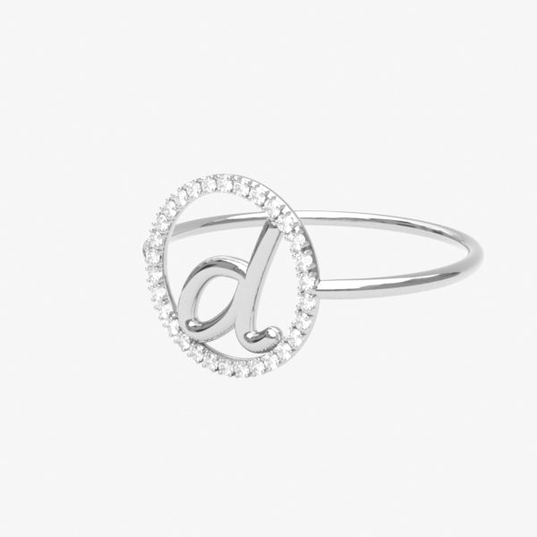 The Alkemistry 18ct white gold and pave diamond Love Letter initial ring