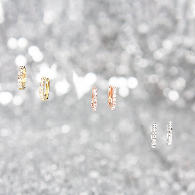 Dana Rebecca 14ct white gold and diamond mini huggie earrings (pair)