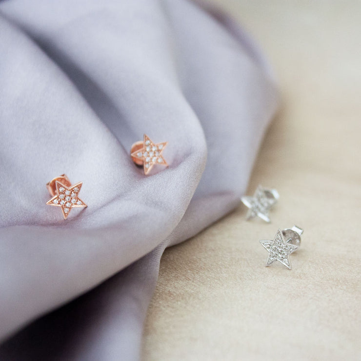 Dana Rebecca 14ct white gold and diamond star studs (pair)