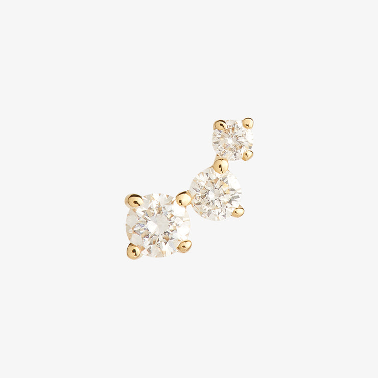 Ruifier 18ct yellow gold Scintilla trio ray diamond stud earring (single)