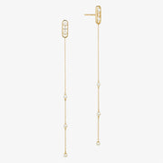 Ruifier 18ct yellow gold Morning Dew pearl and diamond drop chain earrings (pair)