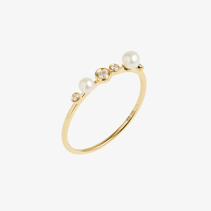 Ruifier 18ct yellow gold Morning Dew Monsoon pearl and diamond ring