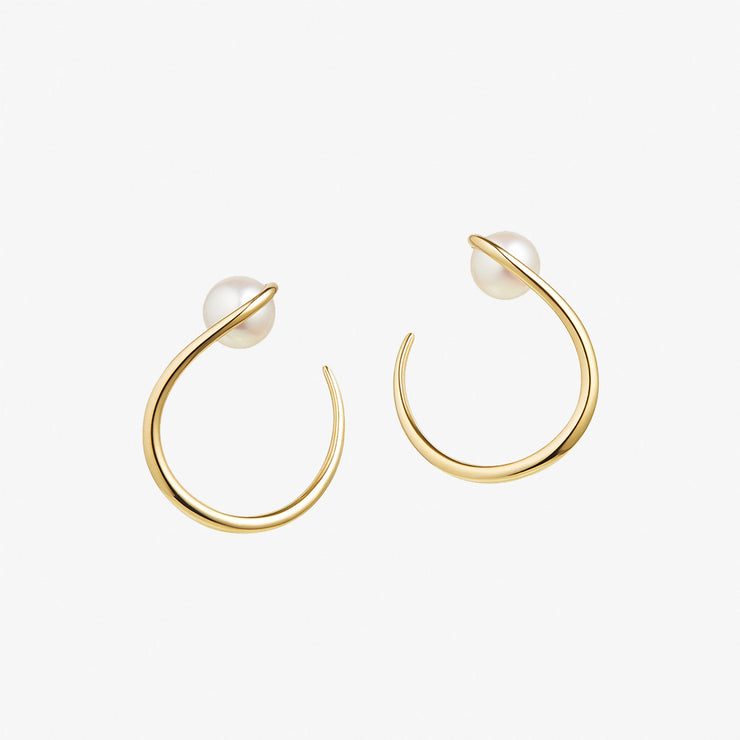 Ruifier 18ct yellow gold Morning Dew Akoya pearl hoop earrings (pair)