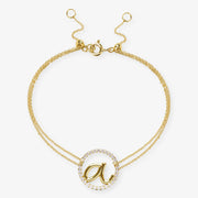 The Alkemistry 18ct yellow gold and pave diamond Love Letter initial bracelet