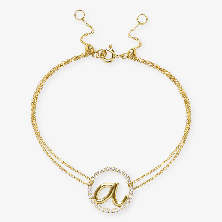 The Alkemistry 18ct yellow gold and pave diamond Love Letter initial bracelet