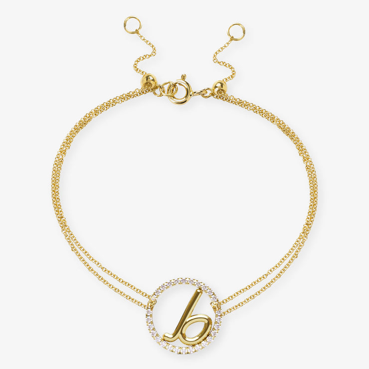 The Alkemistry 18ct yellow gold and pave diamond Love Letter initial bracelet