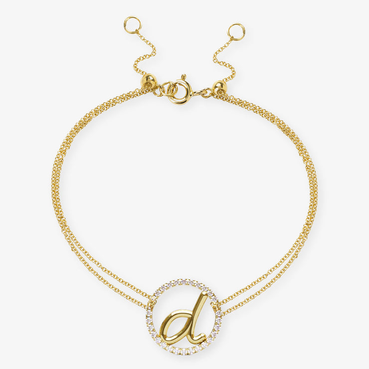 The Alkemistry 18ct yellow gold and pave diamond Love Letter initial bracelet