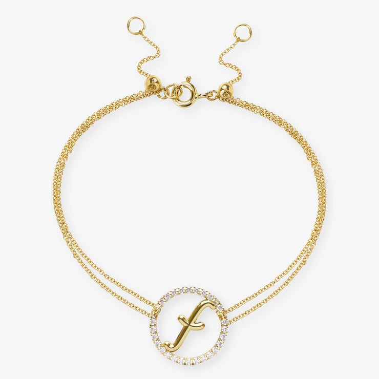 The Alkemistry 18ct yellow gold and pave diamond Love Letter initial bracelet