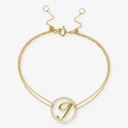 The Alkemistry 18ct yellow gold and pave diamond Love Letter initial bracelet