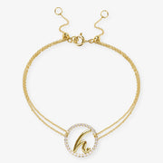The Alkemistry 18ct yellow gold and pave diamond Love Letter initial bracelet