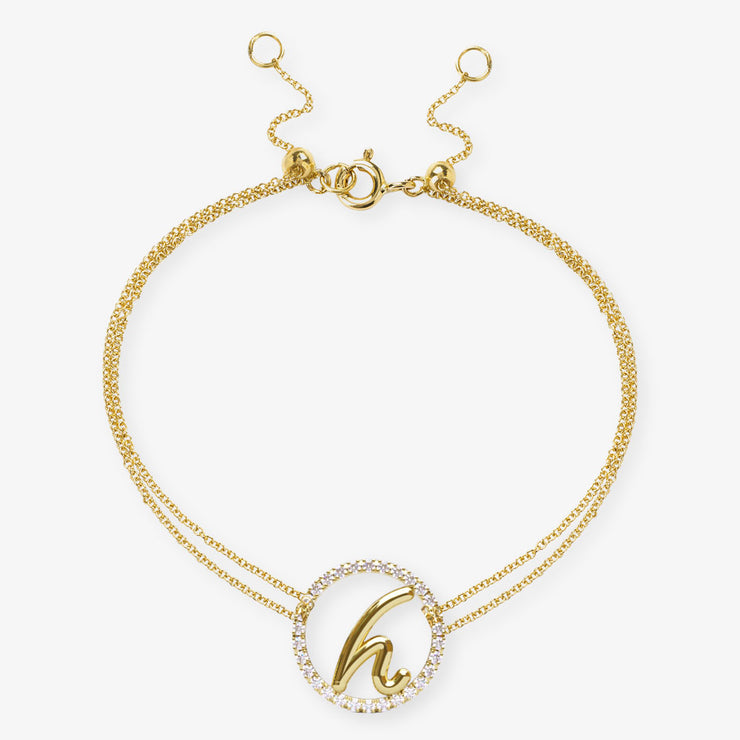 The Alkemistry 18ct yellow gold and pave diamond Love Letter initial bracelet