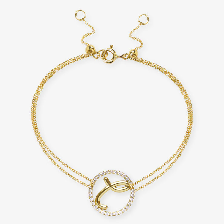 The Alkemistry 18ct yellow gold and pave diamond Love Letter initial bracelet