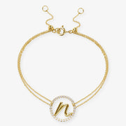 The Alkemistry 18ct yellow gold and pave diamond Love Letter initial bracelet