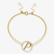The Alkemistry 18ct yellow gold and pave diamond Love Letter initial bracelet