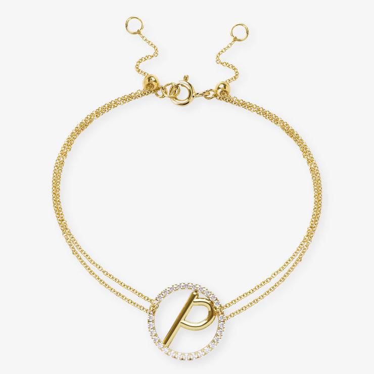 The Alkemistry 18ct yellow gold and pave diamond Love Letter initial bracelet