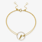 The Alkemistry 18ct yellow gold and pave diamond Love Letter initial bracelet