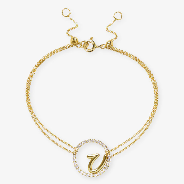 The Alkemistry 18ct yellow gold and pave diamond Love Letter initial bracelet
