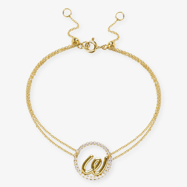 The Alkemistry 18ct yellow gold and pave diamond Love Letter initial bracelet