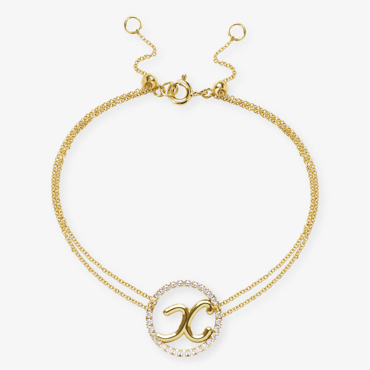 The Alkemistry 18ct yellow gold and pave diamond Love Letter initial bracelet
