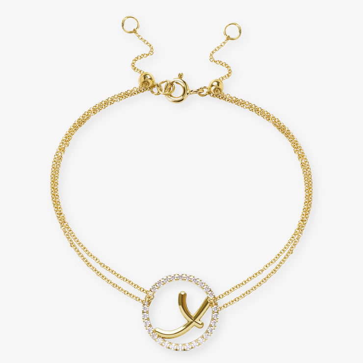 The Alkemistry 18ct yellow gold and pave diamond Love Letter initial bracelet