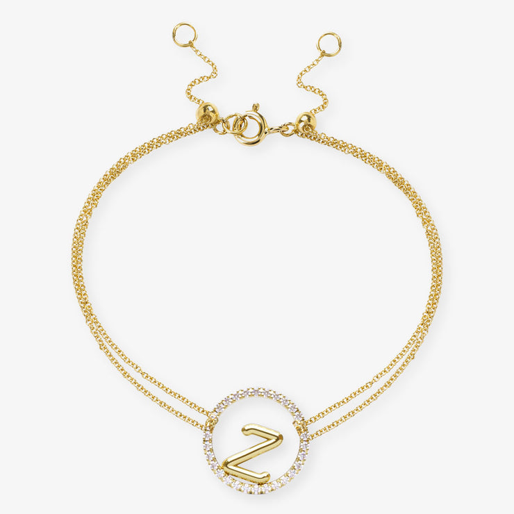 The Alkemistry 18ct yellow gold and pave diamond Love Letter initial bracelet