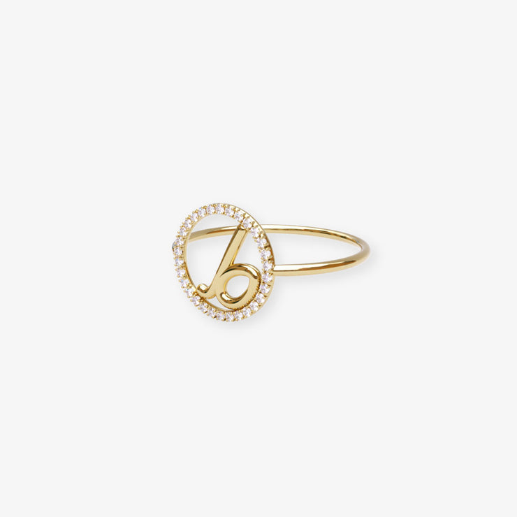 The Alkemistry 18ct yellow gold and pave diamond Love Letter initial ring