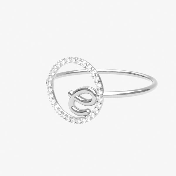 The Alkemistry 18ct white gold and pave diamond Love Letter initial ring