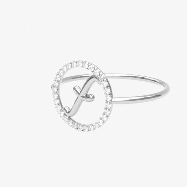 The Alkemistry 18ct white gold and pave diamond Love Letter initial ring