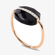 Morganne Bello 18ct rose gold cushion diamond black onyx ring